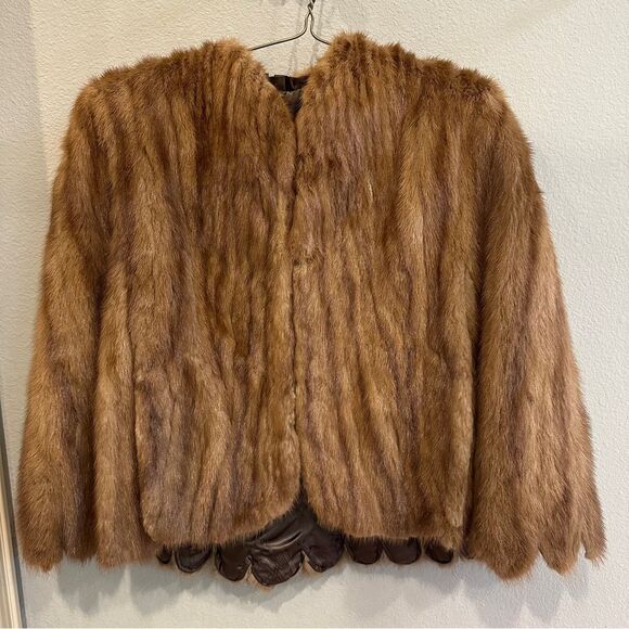 Vintage real mink cape with scalloped edges 1950s mink stole cape - Picture 1 of 13